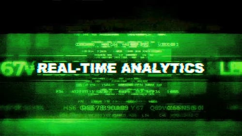 Real-Time Analytics Glitch Text Title Animation