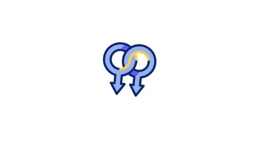Flat Design Animation of Interlocking Male Gender Symbols