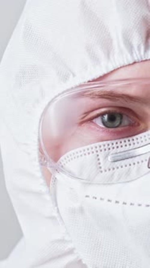 Vertical Medical Scientist Covid19 Woman Mask