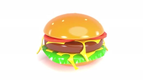 Rotating 3D Cartoon Burger Animation
