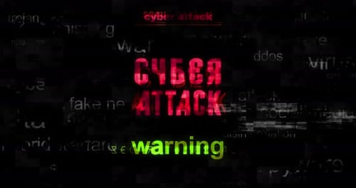 Cyberangriff, russisches Symbol, nahtlose Schleife