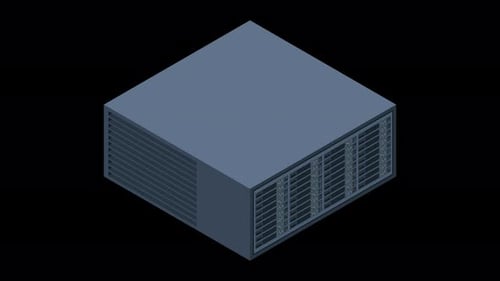 Animated Isometric Server Rack with Blinking Lights