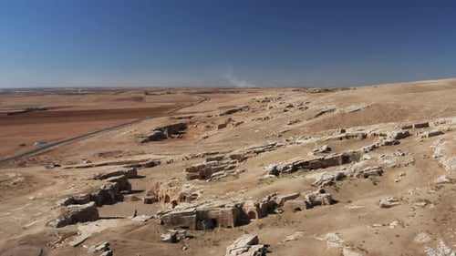 Ruins Of Dara Ancient City, East Roman Fortress City In Northern Mesopotamia, Turkey - aerial drone