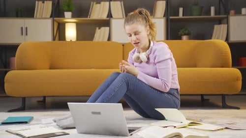 Video call, college student discussing.