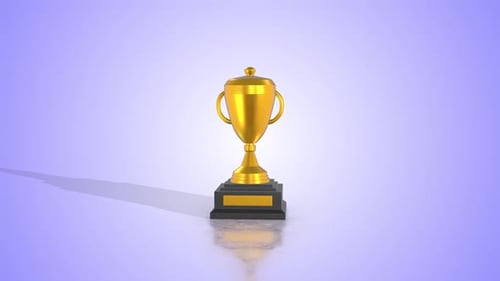 Trophée doré sur fond violet