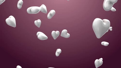 Floating 3D White Hearts Loop Motion Background