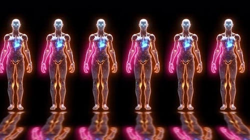 Ai Robot Animation, Artificial Intelligence High Technology Robot Animation With Glowing Neon Line