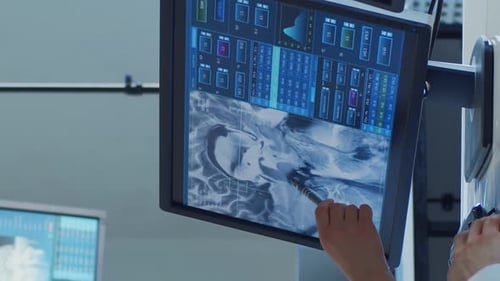 Professional Medical Doctors Working in Hospital Office Making Computer Research Medicine Healthcare