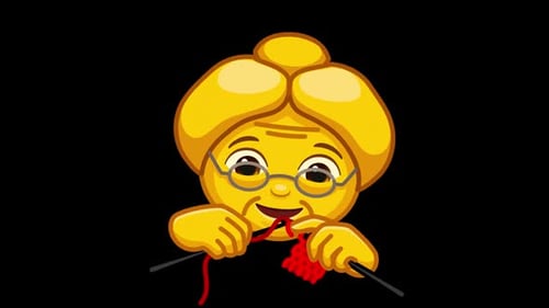 Animated Grandma Emoji Character Knitting Loop