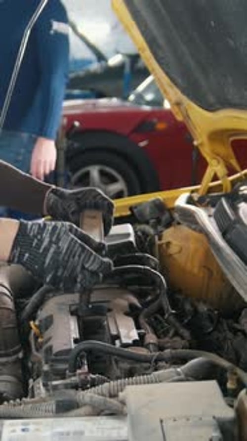 Mécanicien en réparation automobile, diagnostic du service dans le compartiment moteur