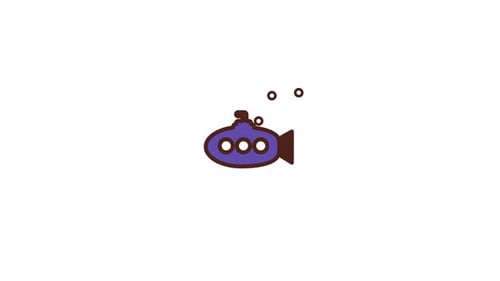 Flat Design Submarine Icon with Bubbles Animation