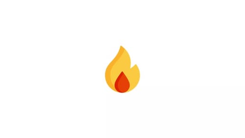 Flat Design Flame Icon Animation Reveal