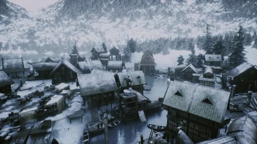 Estatua en invierno 4k