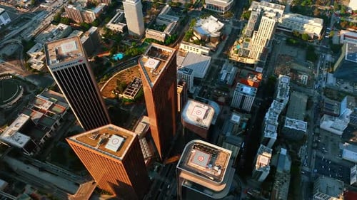 Aerial View of Urban City with Skyscrapers
