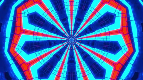 Futuristic Neon Geometric Tunnel Loop Background