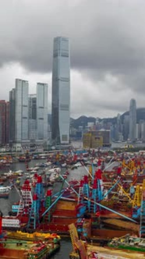 Vertical View Of Hong Kong Skyline