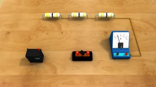 3D Animation of Electrical Circuit with Resistors and Meters