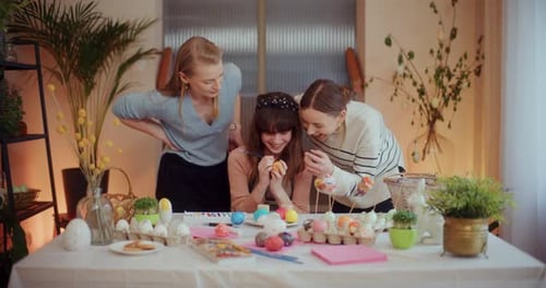 Friends Decorate Easter Eggs Together at Home
