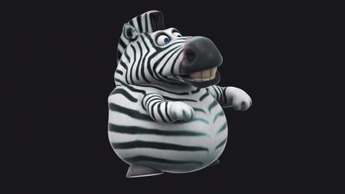 Fun 3D cartoon zebra dancing (with alpha channel)