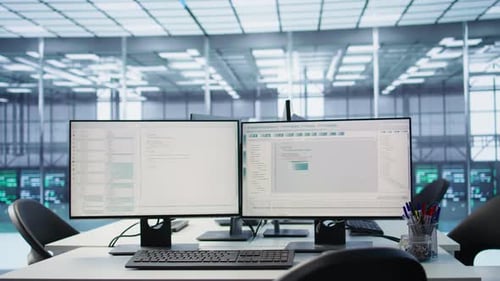 Workstation With Dual Monitors in Modern Data Center