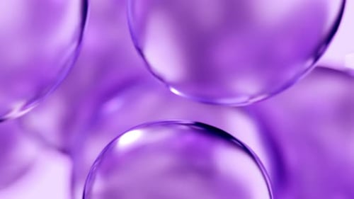 Purple Cosmetic Beauty Care Essential Oil Bubbles Macro Close-Up