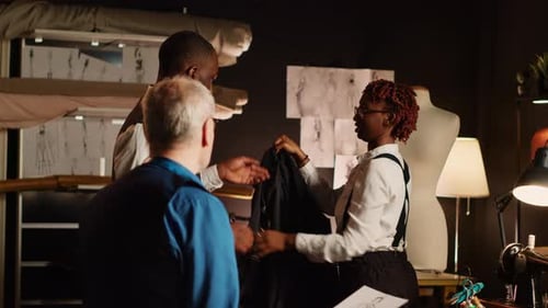 Client de sexe masculin essayant un costume blazer