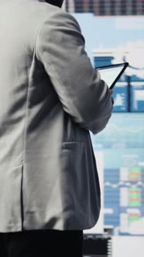 Vertical Video African American Businessman Contemplating About New Powerful Ideas