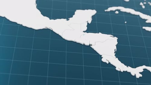 Blue El Salvador 3d Map with Pointer Pin Surrounded with Other Countries in White Political Map with