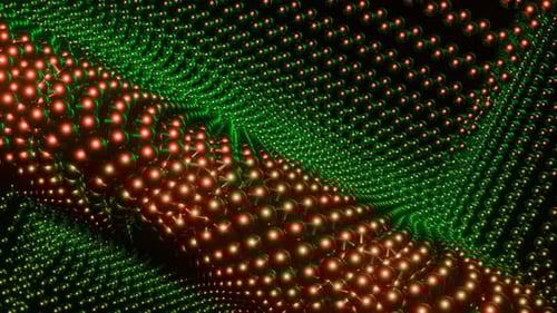 Abstract Geometric Grid of Glowing Spheres Wave Background