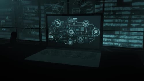 Framework of AI Workflow Illustrations on an Office Laptop