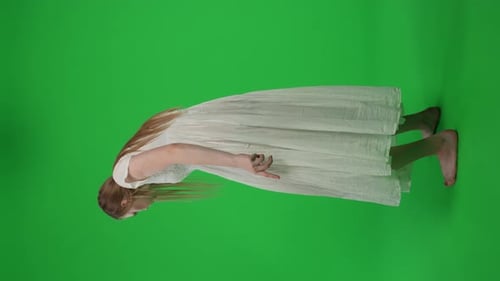 Fullsize Vertical Green Screen Chroma Key Video of a Posessed Female Woman Figure Ghost Poltergeist