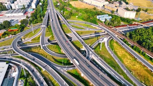 Busy highway interchange in Europe.