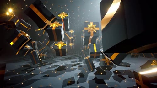 Black Gift Boxes Loop 4k