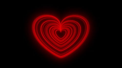 Neon Red Heart Drawing Animation
