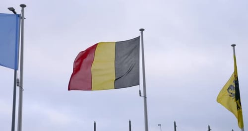 Belgian Flag Waving with European Union Flag