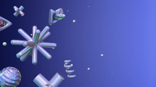 Floating Iridescent Abstract 3D Shapes Background Animation