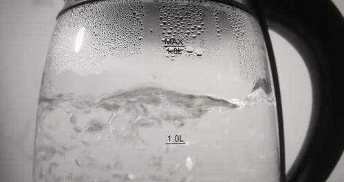 Water Boiling in Clear Electric Kettle