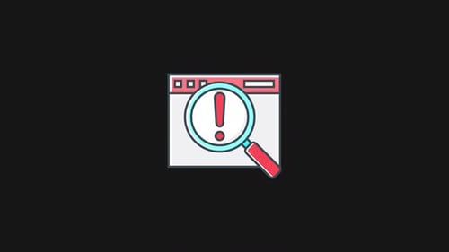 Animated Browser Search Error Icon in Flat Design