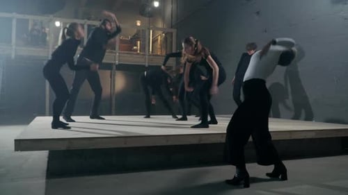 Diverse Group Practice Dramatic Dance in Studio