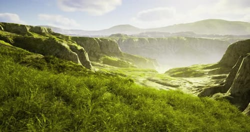 Breathtaking Valley at Sunrise Reveals a Serene Lush Landscape