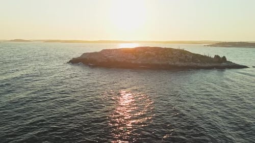 Aerial View Ocean and Forest Sunset Nova Scotia Canada