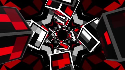 Red and White Blinking spinning square tunnel