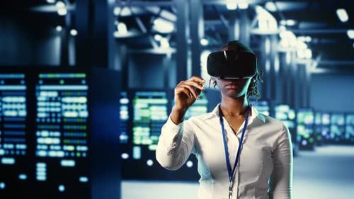 Trained Admin Using VR in Data Center