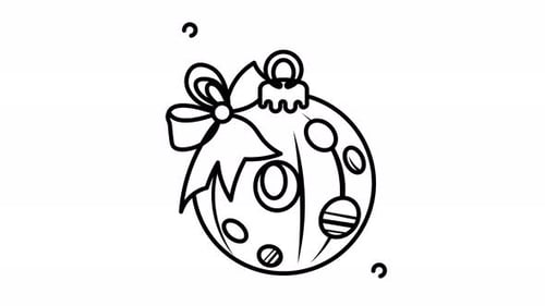 Christmas ball with bow tie line animated icon. Motion graphic animation christmas themed