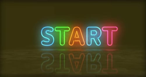 Colorful Neon START Text Display Loop Animation