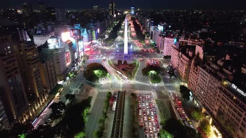 Buenos Aires Argentina. Night cityscape landscape of tourism landmark.