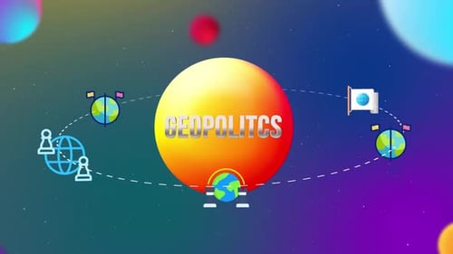 Geopolitics Animated Concept with Revolving Global Icons