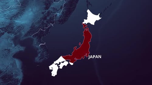 Animated Japan Map Outline Fill with Text Reveal
