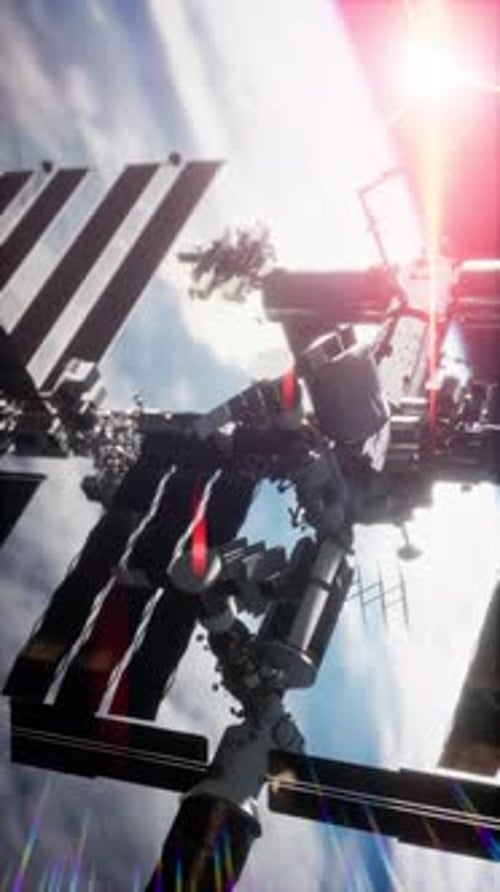 View of the Earth and International Space Station is Orbiting Vertical
