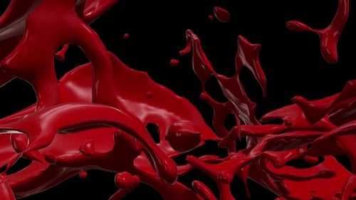 Abstrakter roter Flüssigkeitsspritzer auf Schwarz